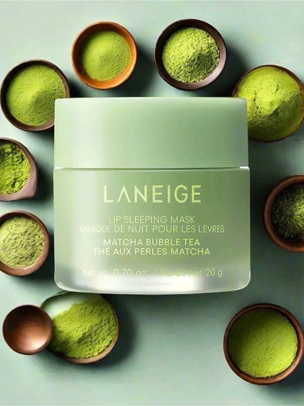 LANEIGE Lip Sleeping Mask Matcha Bubble Tea Green NWT